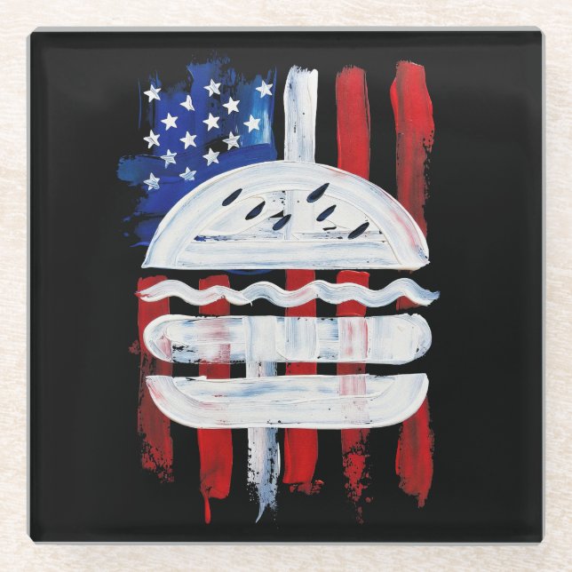 America Burger (Schwarzes Gemälde Nr. 1) Glasuntersetzer (Vorderseite)