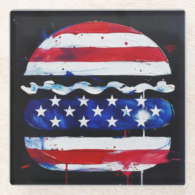 America Burger (Schwarzes Gemälde Nr. 3) Glasuntersetzer (Vorderseite)