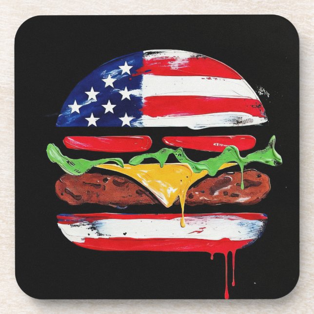 America Burger (Schwarzes Gemälde Nr. 6) Getränkeuntersetzer (Vorderseite)