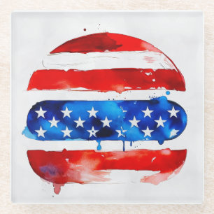 America Burger (Weißes Gemälde Nr. 2) Glasuntersetzer