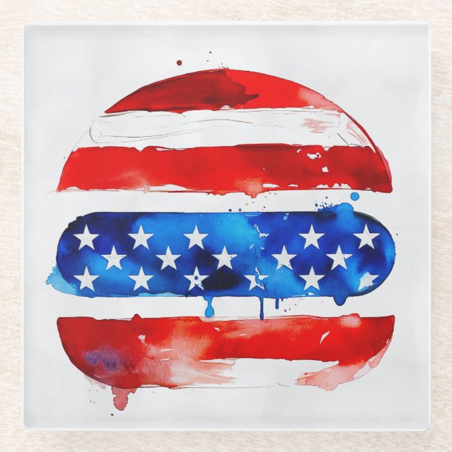 America Burger (Weißes Gemälde Nr. 2) Glasuntersetzer (Vorderseite)