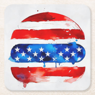 America Burger (Weißes Gemälde Nr. 2) Rechteckiger Pappuntersetzer