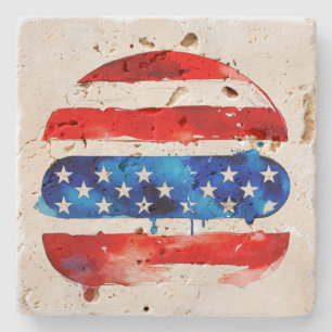 America Burger (Weißes Gemälde Nr. 2) Steinuntersetzer