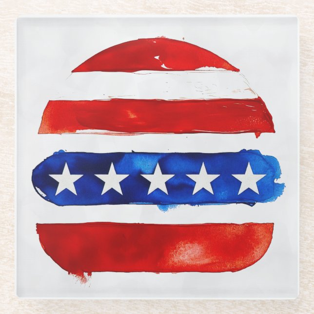 America Burger (Weißes Gemälde Nr. 4) Glasuntersetzer (Vorderseite)