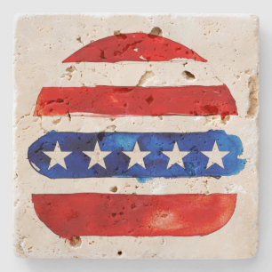 America Burger (Weißes Gemälde Nr. 4) Steinuntersetzer