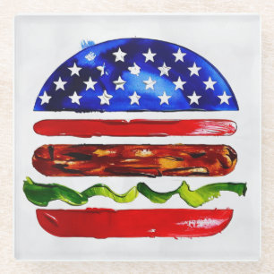 America Burger (Weißes Gemälde Nr. 5) Glasuntersetzer