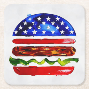 America Burger (Weißes Gemälde Nr. 5) Rechteckiger Pappuntersetzer