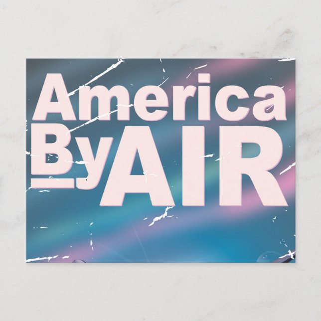 America By Air Vintage Reiseplakat Postkarte (Vorderseite)