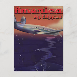 America by Clipper Vintage Reiseplakat Postkarte