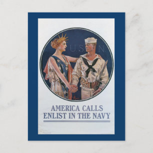 America Calls Enlist in the Navy Postkarte