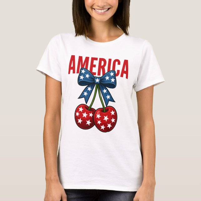 America Cherries Coquette Bow T-Shirt (Vorderseite)