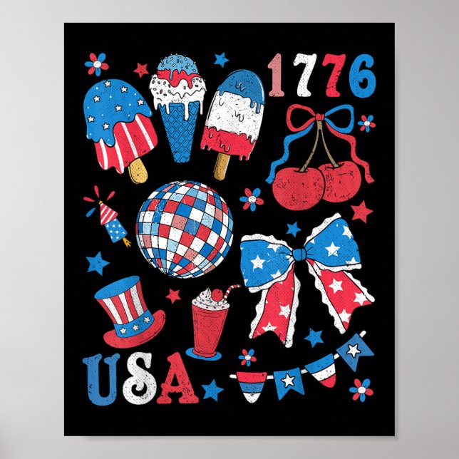 America Coquette Bow Usa Patriotic 4. Juli Kind Poster (Vorne)