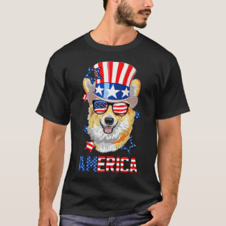 America Corgi Dog 4. Juli USA Flaggenunabhängigkei T-Shirt