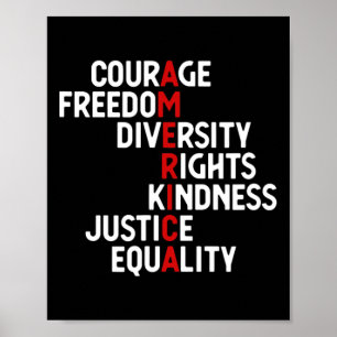 America Courage Freedom Diversity Rights Friendshi Poster
