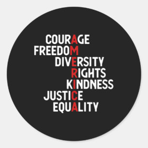 America Courage Freedom Diversity Rights Friendshi Runder Aufkleber