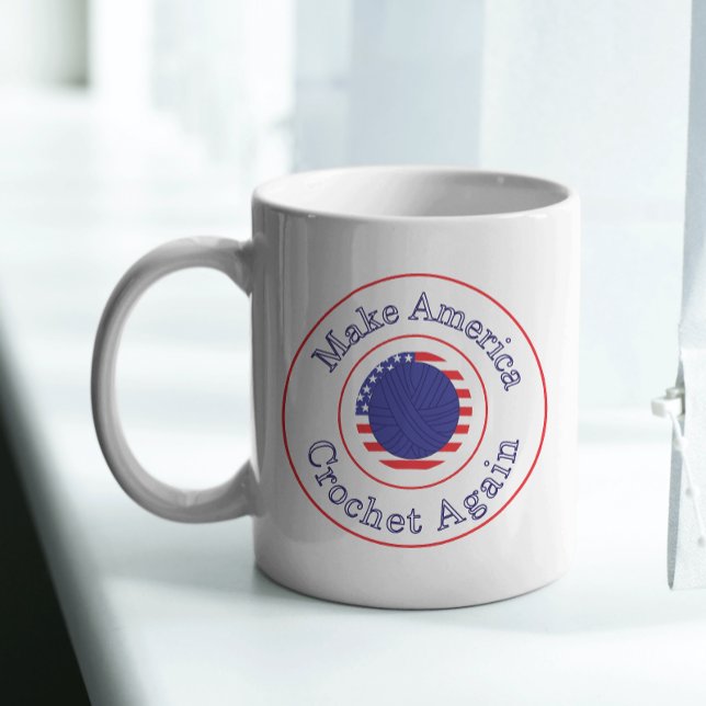 America Crochet Blue Yarn Funny Kaffeetasse (Von Creator hochgeladen)