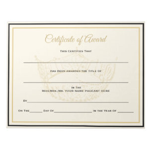 America Crown Certificates Award Notizblock