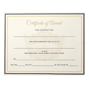 America Crown Certificates Award Notizblock