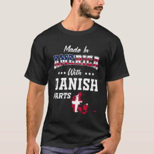 America Danish Parts Denmark Map USA Flag Herkunft T-Shirt