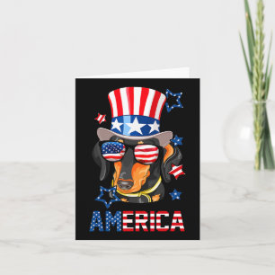 America Dog Dackel 4. Juli T-Shirt Karte