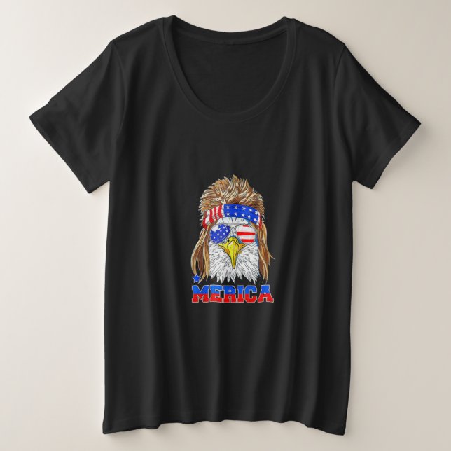 America Eagle Vets 4th of July Graphic Große Größe T-Shirt (Design vorne)