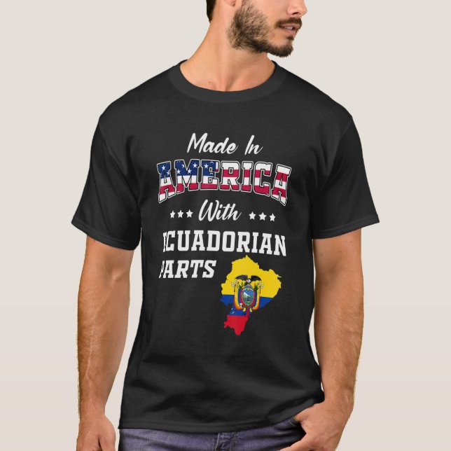 America Ecuadoria Teile Ecuador Karte USA Flaggenw T-Shirt (Vorderseite)