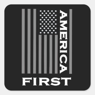 America First American Flag Liebe USA Trump Quadratischer Aufkleber