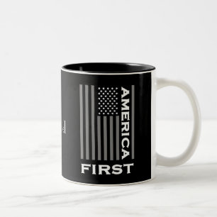 America First American Flag Liebe USA Trump Zweifarbige Tasse