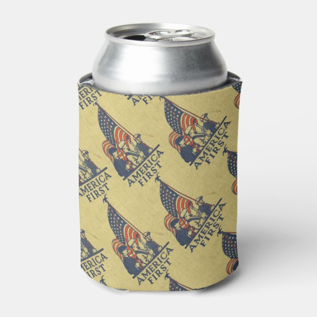 America First American Flag Patriots Vintager Text Dosenkühler (Kanne Vorderseite)
