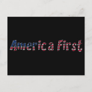America First American Flag Typografy Patriotic Postkarte