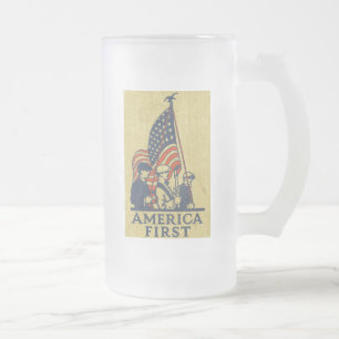 America First Amerikanische Flagge Patrioten Vinta Mattglas Bierglas
