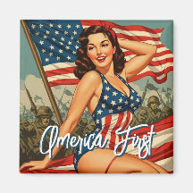 America First Button Up Girl Magnet