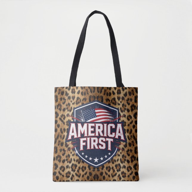 America First - Leopard Print - Tote (Vorderseite)