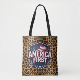 America First - Leopardenprint - Tragetasche