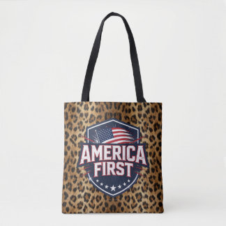 America First - Leopardenprint - Tragetasche