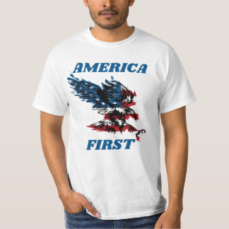 America First mit Blue Lettering und einem Adler T-Shirt