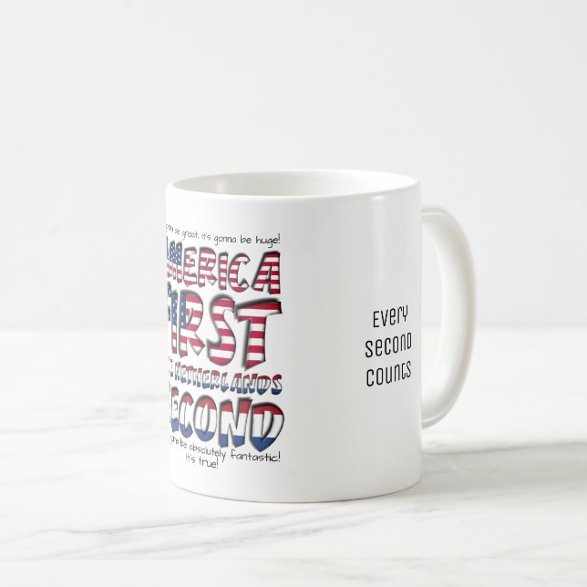 America First Netherlands Second Typografy Tasse (VorderseiteRechts)