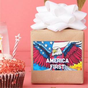 America First Patriotic Eagle Rechteckiger Aufkleber