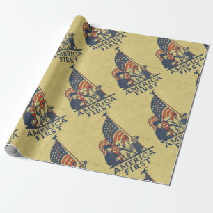 America First Patriotisches USA Amerikanische Flag Geschenkpapier
