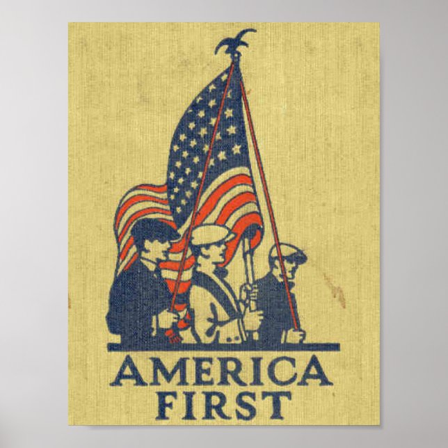 America First Patriots American Flag Vintag USA Poster (Vorne)
