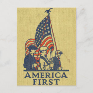 America First Patriots American Flag Vintager Text Postkarte