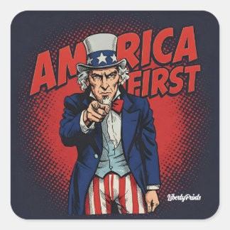 America First Uncle Sam Quadratischer Aufkleber