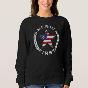 America First USA Flag American Star Roundel Patri Sweatshirt