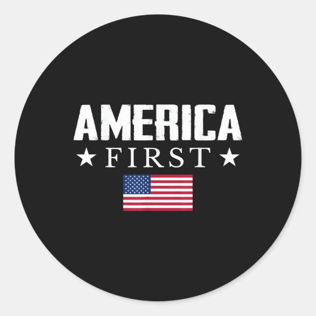 America First USA Flag Runder Aufkleber (Vorderseite)