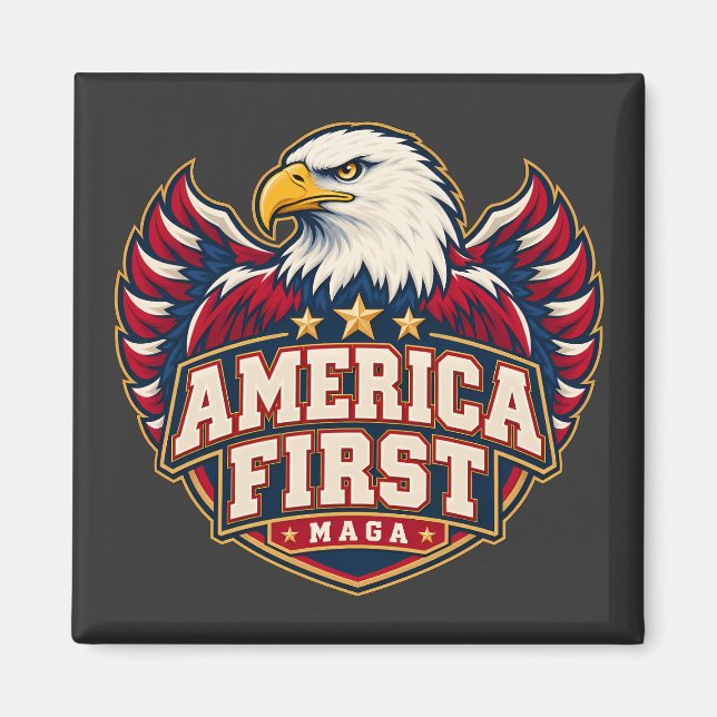 America First Varsity Eagle Quadrat Magnet (Vorne)
