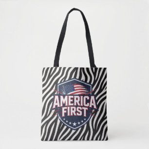 America First - Zebradruck - Tragetasche