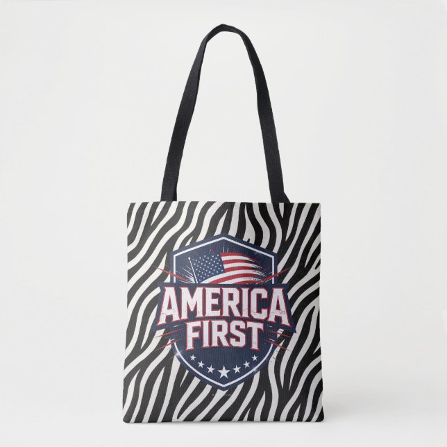 America First - Zebradruck - Tragetasche (Vorderseite)
