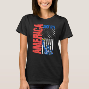 America Flag 1776 Statue Liberty 4. Juli Unabhängi T-Shirt