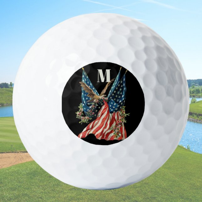 America flag and eagle patriotic custom monogram  golfball (Von Creator hochgeladen)