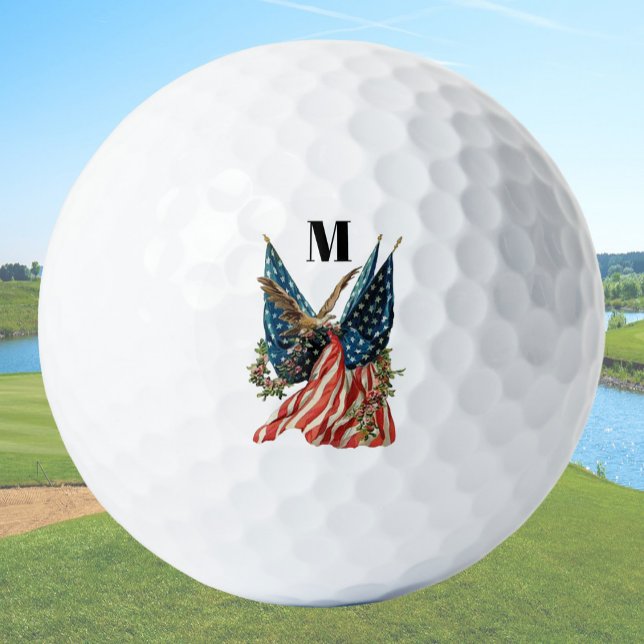 America flag and eagle patriotic custom monogram  golfball (Von Creator hochgeladen)